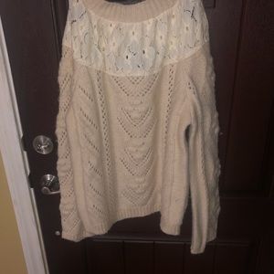 NWT cream with lace crochet sweater